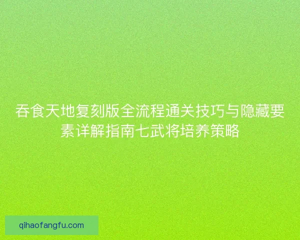 吞食天地复刻版全流程通关技巧与隐藏要素详解指南七武将培养策略