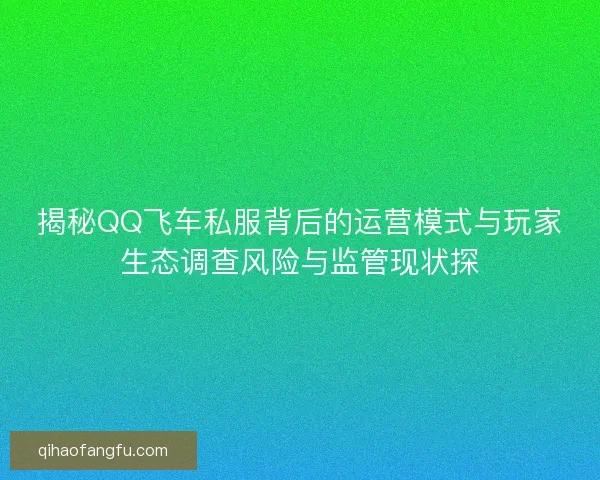 揭秘QQ飞车私服背后的运营模式与玩家生态调查风险与监管现状探